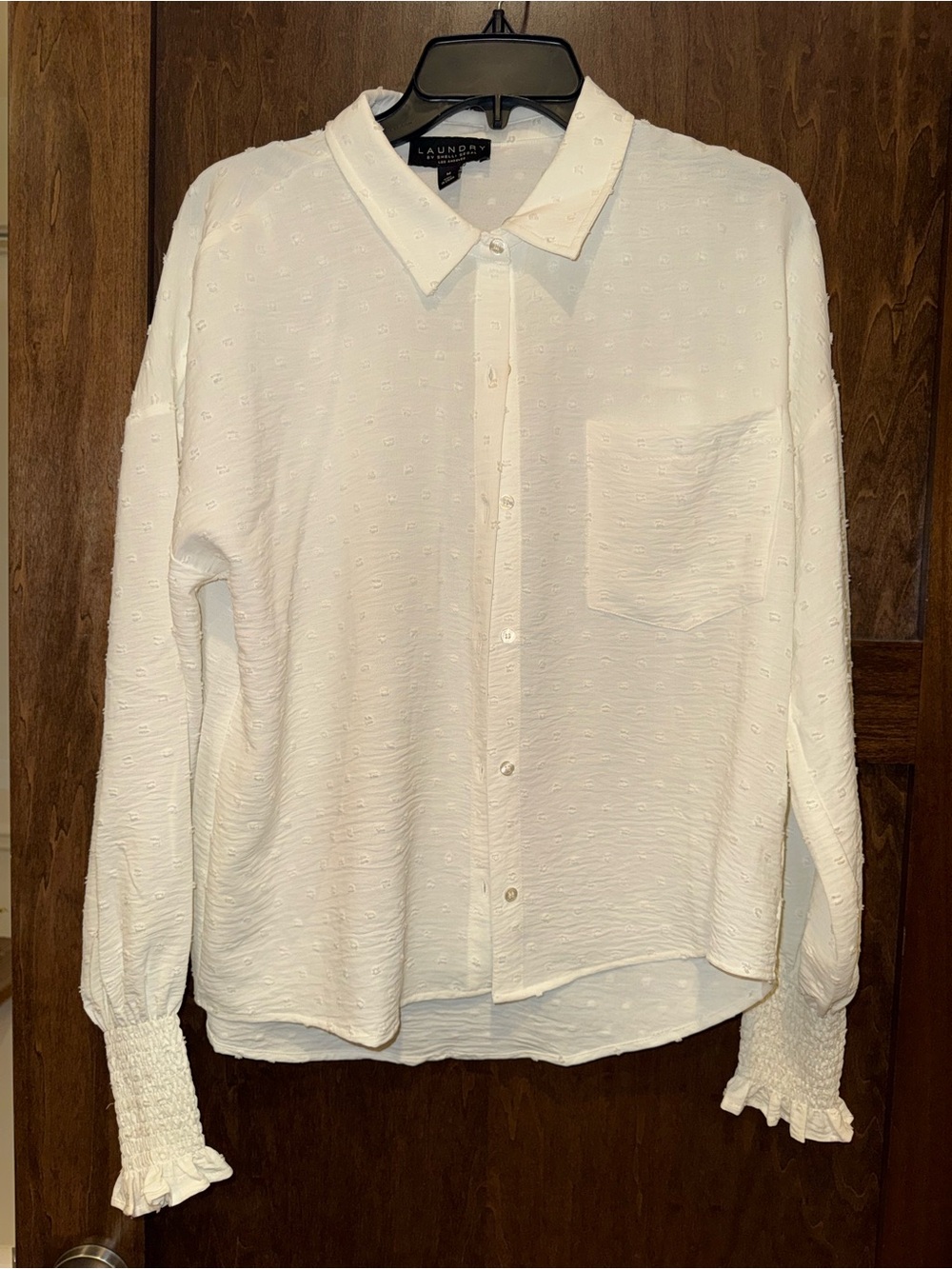 Laundry by Shelli Segal Women's Cream Textured Button-Up Shirt- NWOT
